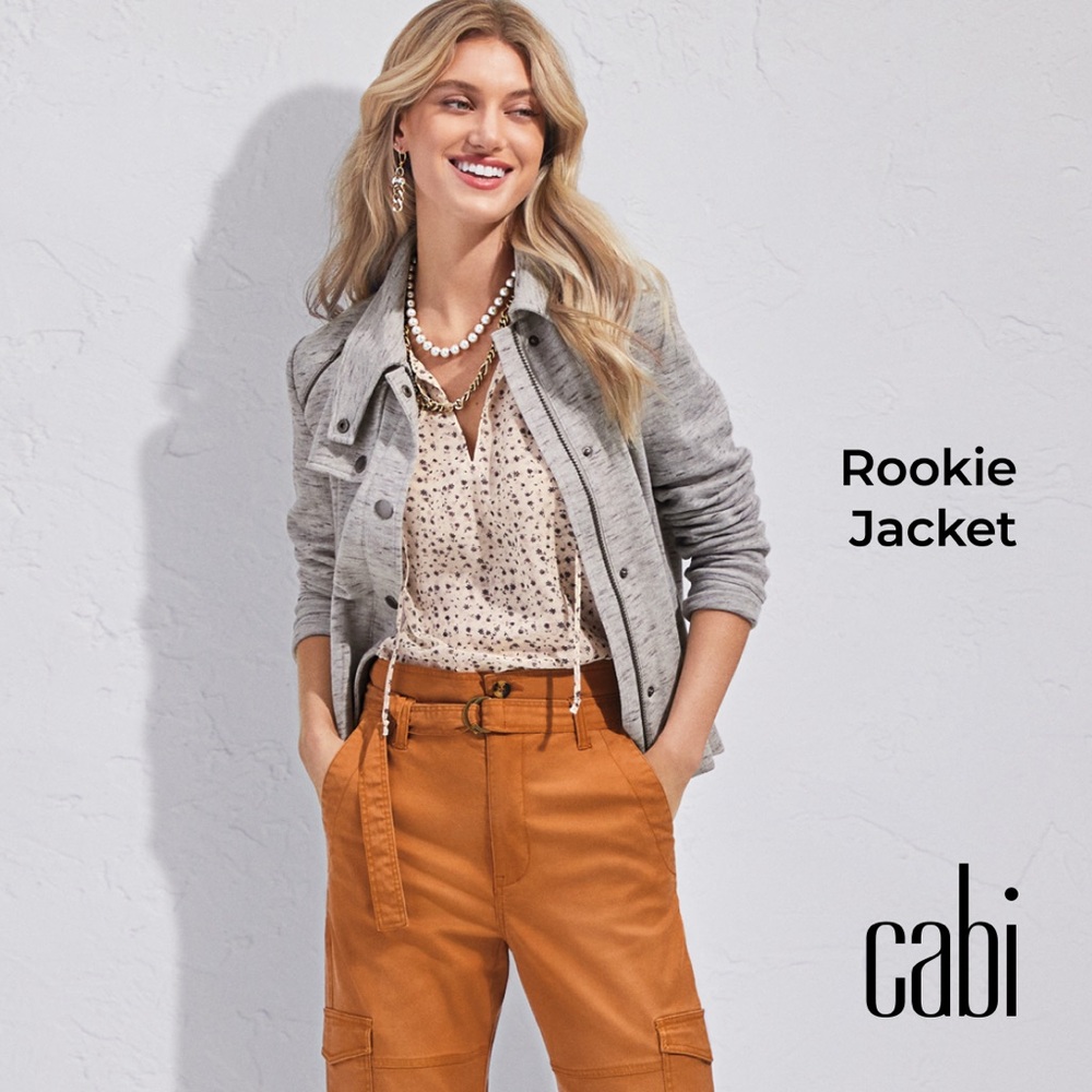 CAbi Heather Gray Bomber Jacket